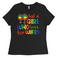 Black Just A Girl Who Loves Her Wifey Ladies Tee - BundleAndBundleShop