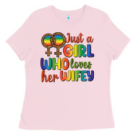 Bubblegum Pink Just A Girl Who Loves Her Wifey Ladies Tee - BundleAndBundleShop