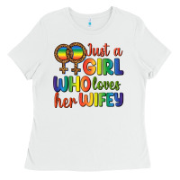 White Just A Girl Who Loves Her Wifey Ladies Tee - BundleAndBundleShop