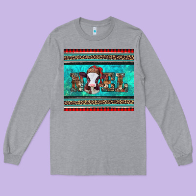 Western Christmas Baby Cow Noel Tumbler Long Sleeve Tee Designed By Jasminsmagicworld
