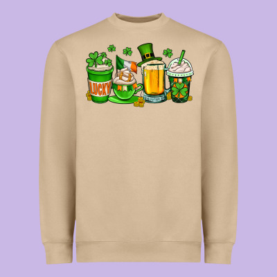 St. Patrick's Day Coffee Cups Heavyweight Sweatshirt Designed By Oliviacreatesart