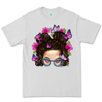 Messy Bun Mom With Butterfly Premium Tee | Teevron