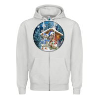 Dove Grey Winter Farm Animals Zipper Hoodie - FaDigitalArtStudio