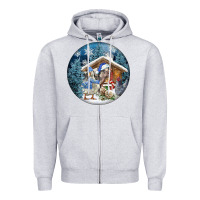 Heather Grey Winter Farm Animals Zipper Hoodie - FaDigitalArtStudio