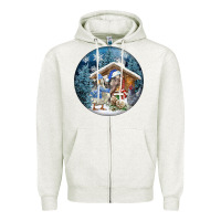 Oatmeal Heather Winter Farm Animals Zipper Hoodie - FaDigitalArtStudio