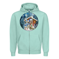 Seafoam Winter Farm Animals Zipper Hoodie - FaDigitalArtStudio
