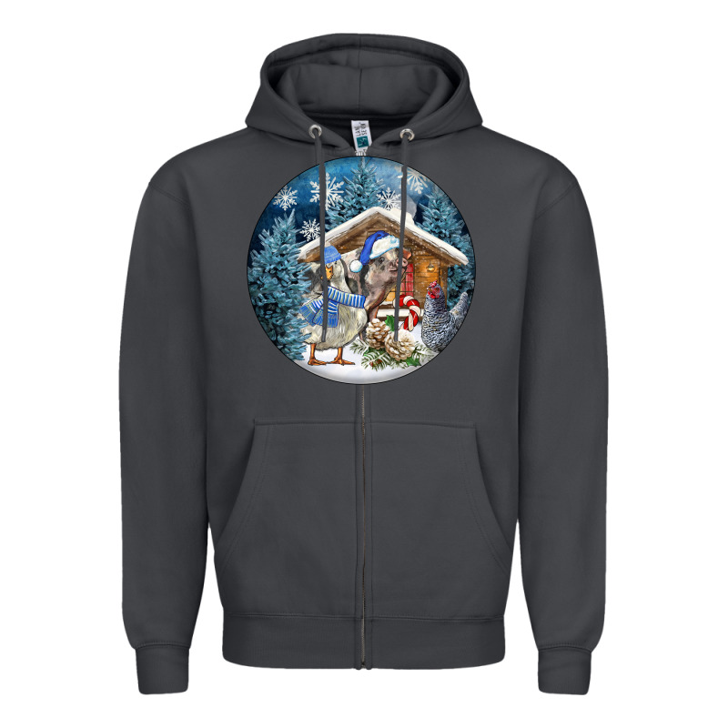 Winter Farm Animals Zipper Hoodie by FaDigitalArtStudio | Teevron