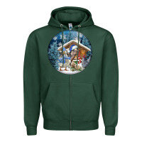 Sports Green Winter Farm Animals Zipper Hoodie - FaDigitalArtStudio