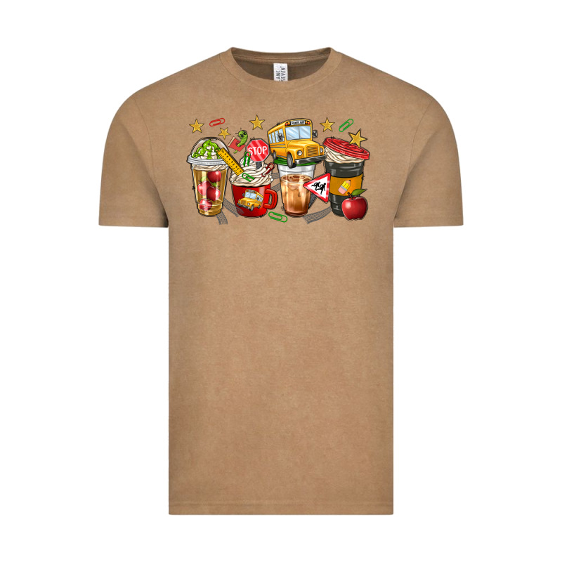 School Bus Coffee Cups Vintage Tee by NancyCooperArtShop | Teevron