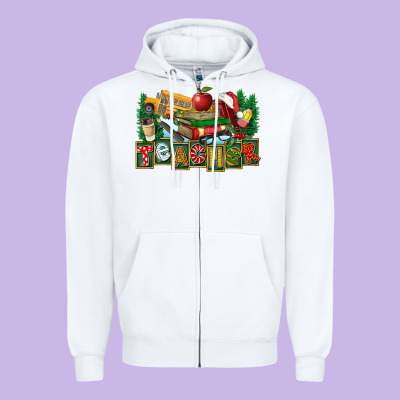 Christmas Teacher Zipper Hoodie Designed By Fadigitalartstudio