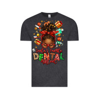 Vintage Black Santa's Favorite Dental Assistant Afro Messy Bun Vintage Tee - texasbilliewilder