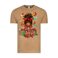 Vintage Camel Santa's Favorite Dental Assistant Afro Messy Bun Vintage Tee - texasbilliewilder