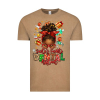 Vintage Coffee Santa's Favorite Dental Assistant Afro Messy Bun Vintage Tee - texasbilliewilder