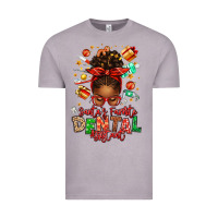 Vintage Zinc Santa's Favorite Dental Assistant Afro Messy Bun Vintage Tee - texasbilliewilder
