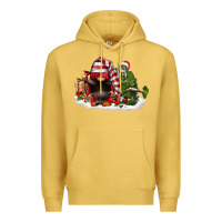Antique Gold christmas gnome and tree Premium Hoodie - FaDigitalArtStudio