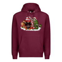 Burgundy christmas gnome and tree Premium Hoodie - FaDigitalArtStudio