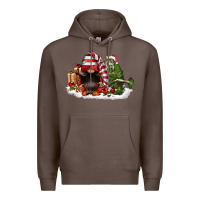 Coffee christmas gnome and tree Premium Hoodie - FaDigitalArtStudio