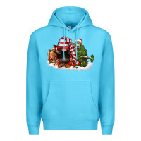 Ocean Blue christmas gnome and tree Premium Hoodie - FaDigitalArtStudio
