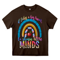 Chocolate Brown it takes a big heart to shape little Heavy Core Tee - NancyCooperArtShop