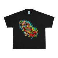 Black Mexico Map with Leopard and Sunflowers Urban Heavy Tee - texasbilliewilder