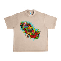 French Oak Mexico Map with Leopard and Sunflowers Urban Heavy Tee - texasbilliewilder