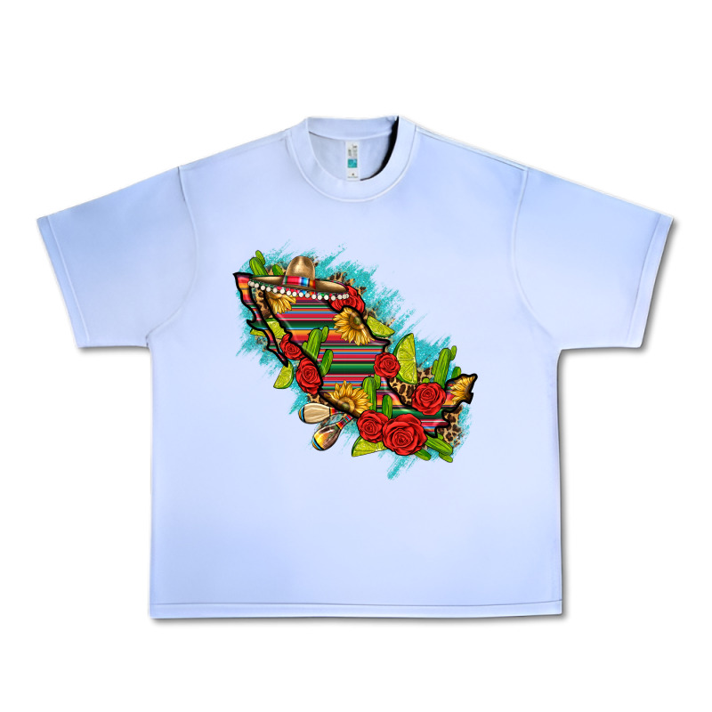 Mexico Map With Leopard And Sunflowers Urban Heavy Tee by texasbilliewilder | Teevron
