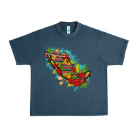 Midnight Navy Mexico Map with Leopard and Sunflowers Urban Heavy Tee - texasbilliewilder