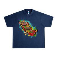 Navy Mexico Map with Leopard and Sunflowers Urban Heavy Tee - texasbilliewilder