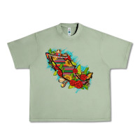 Oil Green Mexico Map with Leopard and Sunflowers Urban Heavy Tee - texasbilliewilder