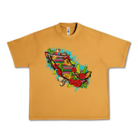 Peanut Butter Mexico Map with Leopard and Sunflowers Urban Heavy Tee - texasbilliewilder