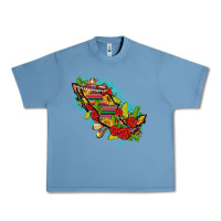 Pebble Blue Mexico Map with Leopard and Sunflowers Urban Heavy Tee - texasbilliewilder
