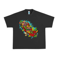 Pigment Black Mexico Map with Leopard and Sunflowers Urban Heavy Tee - texasbilliewilder