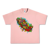 Salmon Mexico Map with Leopard and Sunflowers Urban Heavy Tee - texasbilliewilder