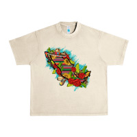 Sandshell Mexico Map with Leopard and Sunflowers Urban Heavy Tee - texasbilliewilder