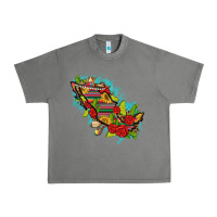 Tornado Mexico Map with Leopard and Sunflowers Urban Heavy Tee - texasbilliewilder