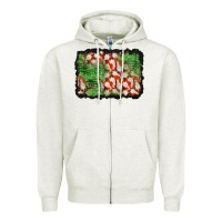 Oatmeal Heather halloween ghost background Zipper Hoodie - BundleAndBundleShop