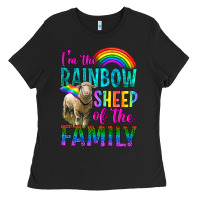Black I'm The Rainbow Sheep Of The Family Ladies Tee - BundleAndBundleShop