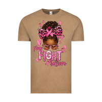 Vintage Coffee pray fight believe breast cancer afro messy Vintage Tee - texasbilliewilder