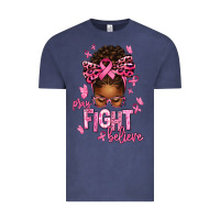 Vintage Denim pray fight believe breast cancer afro messy Vintage Tee - texasbilliewilder