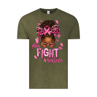 Vintage Olive pray fight believe breast cancer afro messy Vintage Tee - texasbilliewilder