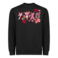 Black Xoxo baby Cow Valentine's Day Heavyweight Sweatshirt - FaDigitalArtStudio