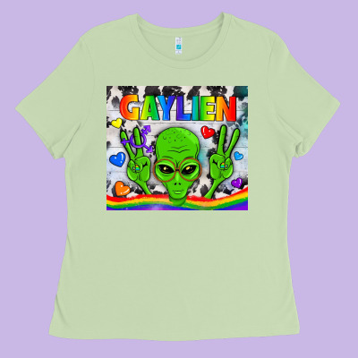 Lgbtq Gaylien Tumbler Ladies Tee Designed By Bundleandbundleshop