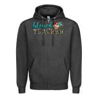 Charcoal Heather blessed teacher Zipper Hoodie - BundleAndBundleShop