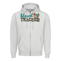 Dove Grey blessed teacher Zipper Hoodie - BundleAndBundleShop