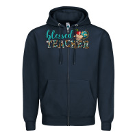 Navy blessed teacher Zipper Hoodie - BundleAndBundleShop