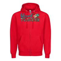 Red blessed teacher Zipper Hoodie - BundleAndBundleShop
