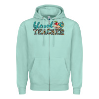 Seafoam blessed teacher Zipper Hoodie - BundleAndBundleShop