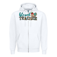 White blessed teacher Zipper Hoodie - BundleAndBundleShop