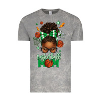 Cloud Rock Basketball Mom Afro Messy Bun Vintage Tee - texasbilliewilder