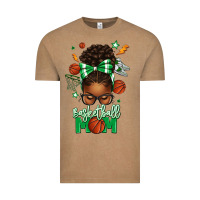 Vintage Coffee Basketball Mom Afro Messy Bun Vintage Tee - texasbilliewilder